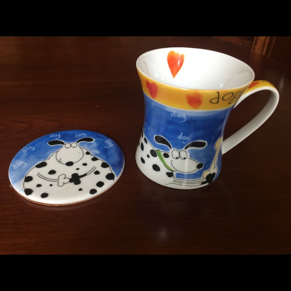 For Dog lovers Blue Porcelain Mug & Coaster set